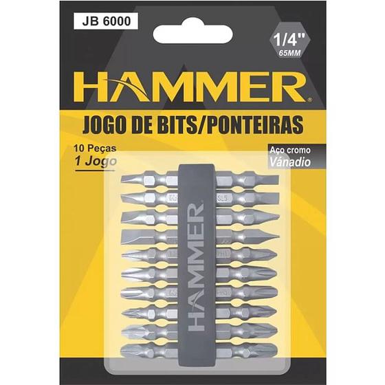 Imagem de Jogo de bits Hammer com ponta dupla 65 mm 10 peças GYJB6000