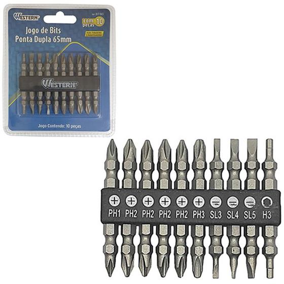 Imagem de Jogo de bits para parafusadeira com 10 pontas dupla 65mm