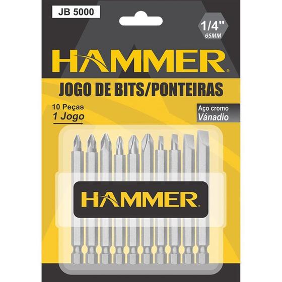 Imagem de Jogo de Bits Ponta dupla 65 mm 10 Peças Hammer