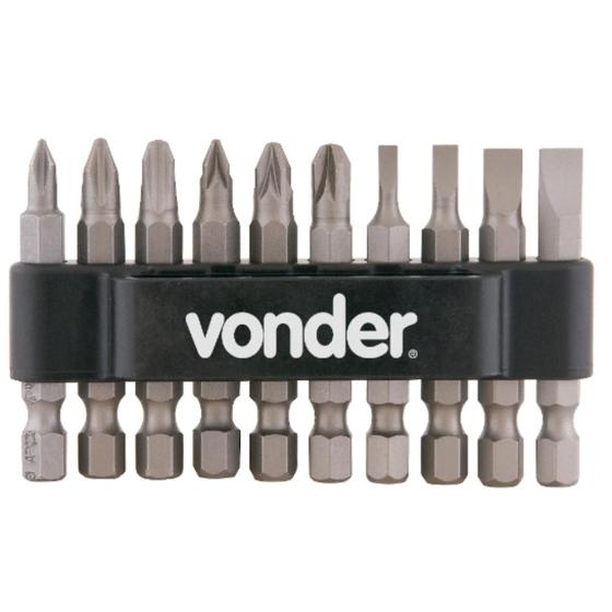 Imagem de Jogo De Bits/Ponteiras - Vonder, Com 10 Peças, Encaixe Sextavado 1/4"