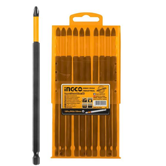 Imagem de Jogo de Bits Torção 150mm Ph2 com 10 Peças Ingco com Estojo