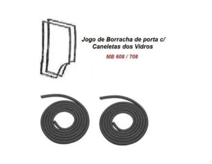 Imagem de Jogo De Borracha De Porta C/ Canaleta Vidro Mb 608 / 708