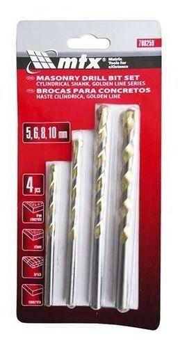 Jogo De Brocas P/ Concreto Golden Line 5-6-8-10mm - Cód:1934 Menor preço em Jogo De Brocas P/ Concreto Golden Line 5-6-8-10mm - Cód:1934