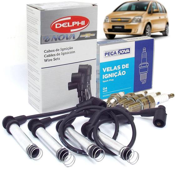 Imagem de Jogo De Cabos Velas 1.8 Flex Gasolina Kit Nova Meriva 2002 A 2011 Kit1110