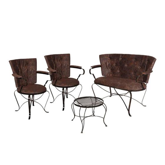 Imagem de Jogo de cadeiras em ferro, estofadas + mesa de centro ( mesa baixa ) Para uso interno