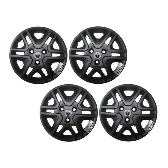 Jogo De Calota Aro 14 Preto Fosco Kwid 403154921R - Renotech - Calota ...