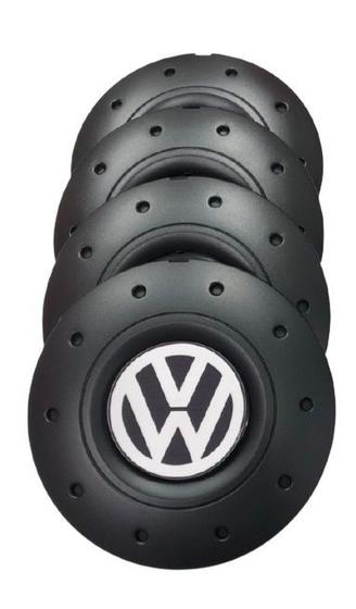 Imagem de Jogo de Calotas de Centro Miollo para VW Fox Aro 14 2004/2019 Estilo Amarok Preto