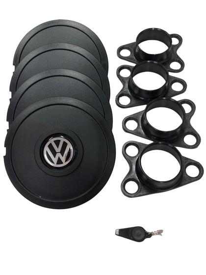 Imagem de Jogo de Calotas de Centro Miollo para VW Fox Aro 15 2004/2019 Estilo Tradicional Preto