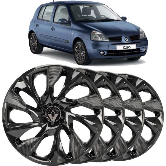 Jogo De Calotas Esportivas Aro 13 Ds4 Black Preto Com Emblema Renault Clio Hatch Sedan - Elitte LC302 Menor preço em Jogo De Calotas Esportivas Aro 13 Ds4 Black Preto Com Emblema Renault Clio Hatch Sedan - Elitte LC302