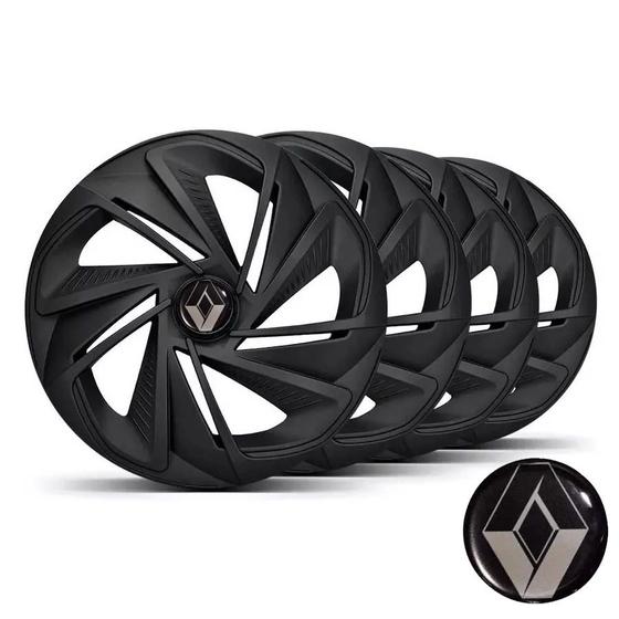 Jogo De Calotas Esportivas Aro 13 Nitro Fosco Black Com Emblema Renault Clio Hatch Sedan - Elitte LC213 Menor preço em Jogo De Calotas Esportivas Aro 13 Nitro Fosco Black Com Emblema Renault Clio Hatch Sedan - Elitte LC213