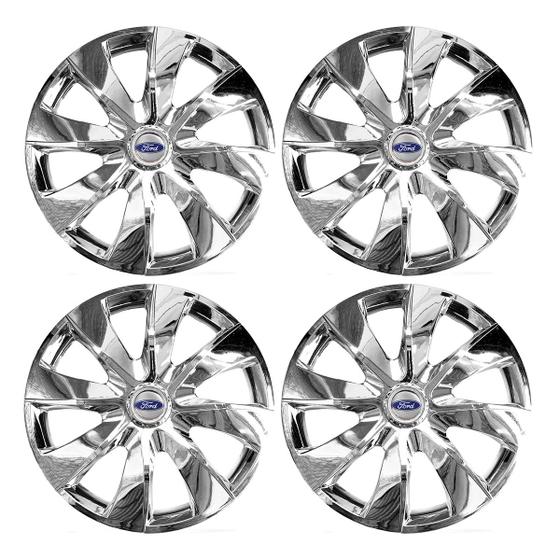 Imagem de Jogo de calotas esportivas prime 13 chrome + emblema ford