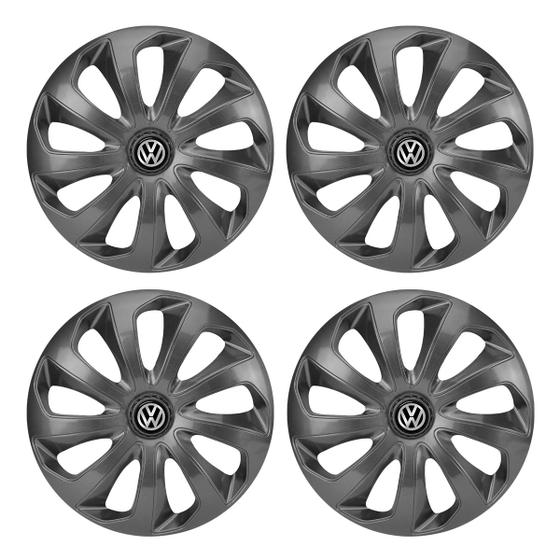 Imagem de Jogo de calotas esportivas velox 14 graphite + emblema resinado vw volkswagen