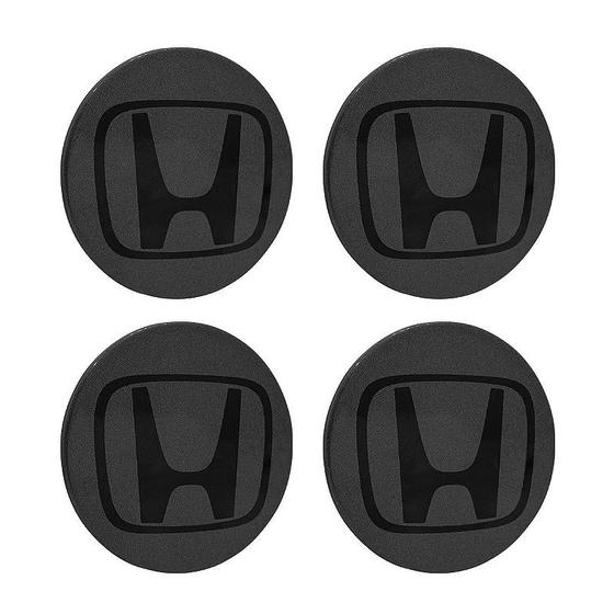 Imagem de Jogo de Calotinha 69mm Centro de Roda Honda HRV CRV Accord Grafite Emblema Preto