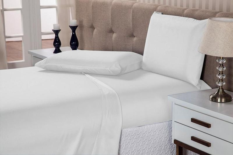 Imagem de Jogo de cama 4 peças veste cama box lençol 2,00x2,20 com elástico 1,88x1,38x0,30 de altura 2xfronhas (branco)