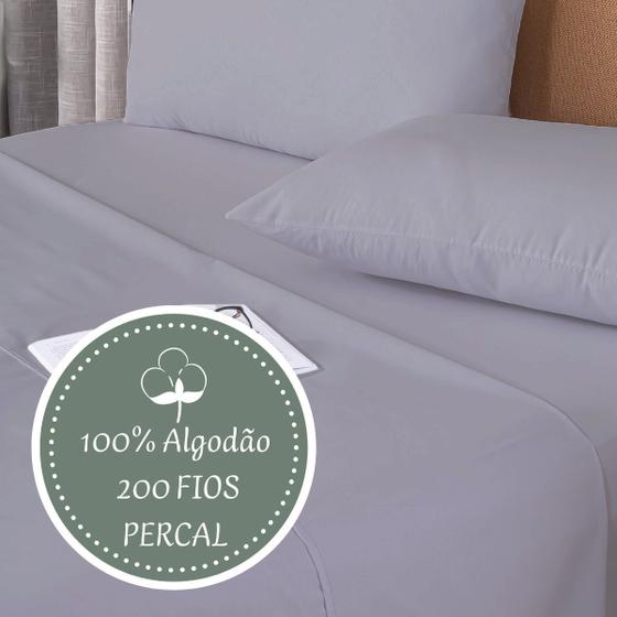 Imagem de Jogo de Cama Algodão Casal Completo Percal 200 Fios Roupa de Cama Confortavel 4 Peças