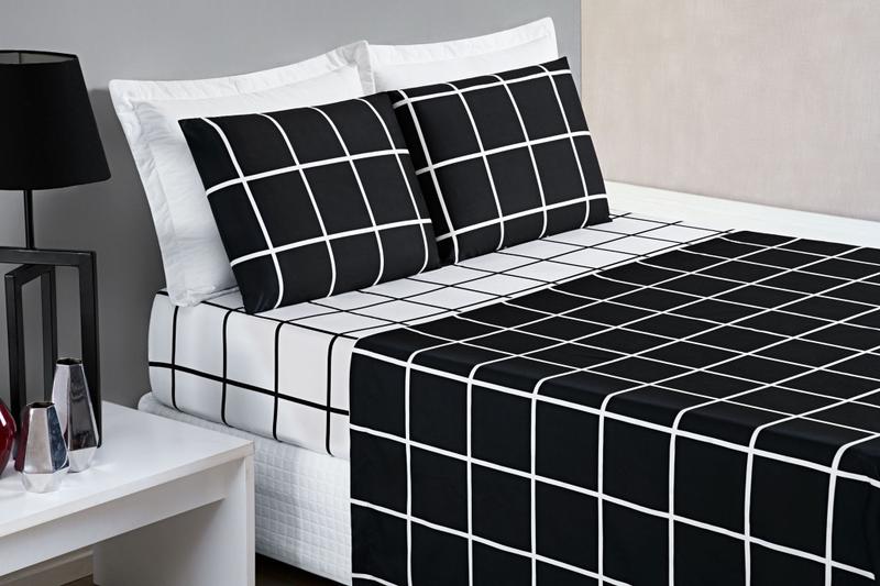 Jogo De Cama Austin Lençol Casal Padrão 04 Peças 200 Fios Estampado Preto Menor preço em Jogo De Cama Austin Lençol Casal Padrão 04 Peças 200 Fios Estampado Preto