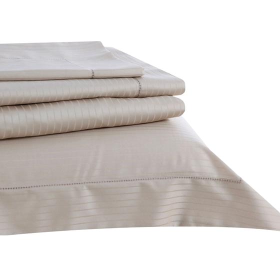 Imagem de Jogo de Cama Buddemeyer Damask Stripes King Size Cetim Percal 300 Fios 100% Algodão Fio Penteado
