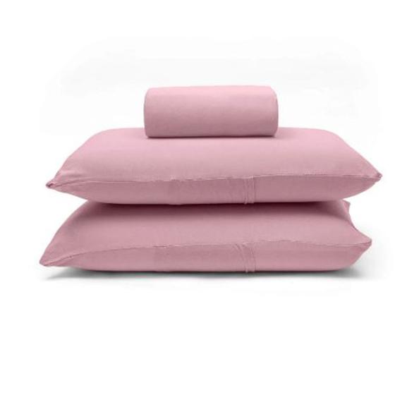 Imagem de Jogo de Cama Buettner Queen Malha Basic Liso 3 Peças Rose Blush