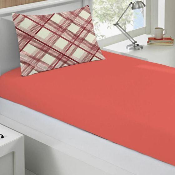 Imagem de Jogo de Cama Buettner Solteiro Malha Basic Charles 2 Pçs Vermelho