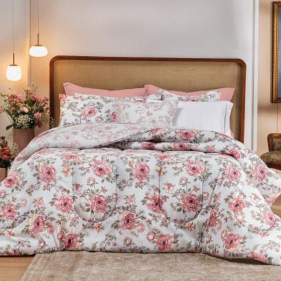 Imagem de Jogo de Cama Casal 150 Fios Linha Diamante Teka - Belle Rose