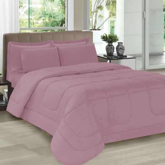 Imagem de Jogo de Cama Casal 5 Peças com Edredom e Porta Travesseiros Casa Dona