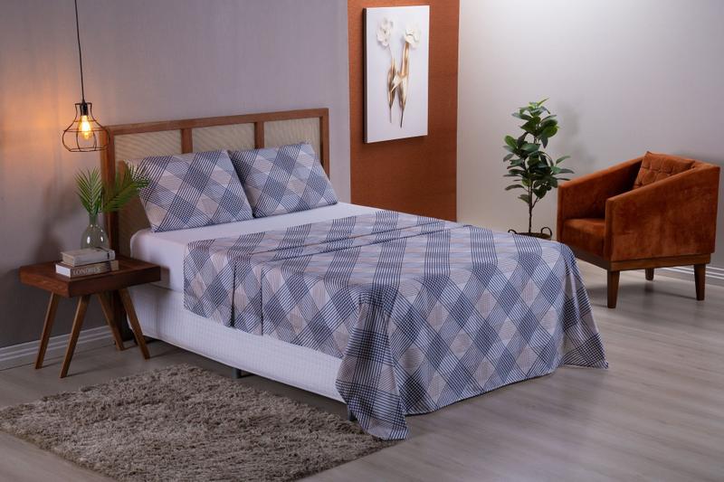 Imagem de Jogo de Cama Casal King 4 Peças Micropercal 400 Fios Com 2 Fronhas e Lençol de Elástico e Superior