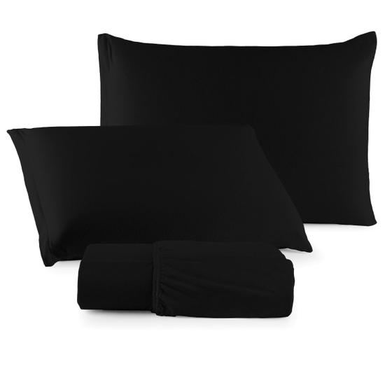 Imagem de Jogo de Cama Casal Malha 100% Algodão 03 Peças Com Elástico