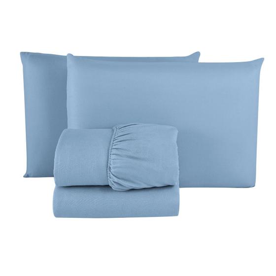 Imagem de Jogo de Cama Casal Queen Liso para Revenda com Elástico 04 Peças Hotel Pousada