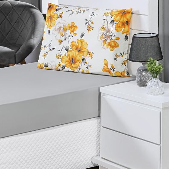 Imagem de Jogo De Cama Estampado Atuale Algodão Solteiro 2 Peças Amarelo Floral