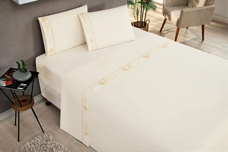 Imagem de Jogo de Cama Imperial Padrão 04 Peças - Premium - Hipoalergênico - Algodão - 180 Fios - Percal