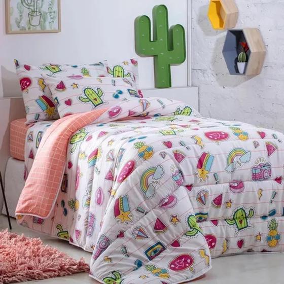 Imagem de Jogo de Cama Infantil 3 Peças Happy Day Cactus - Sultan