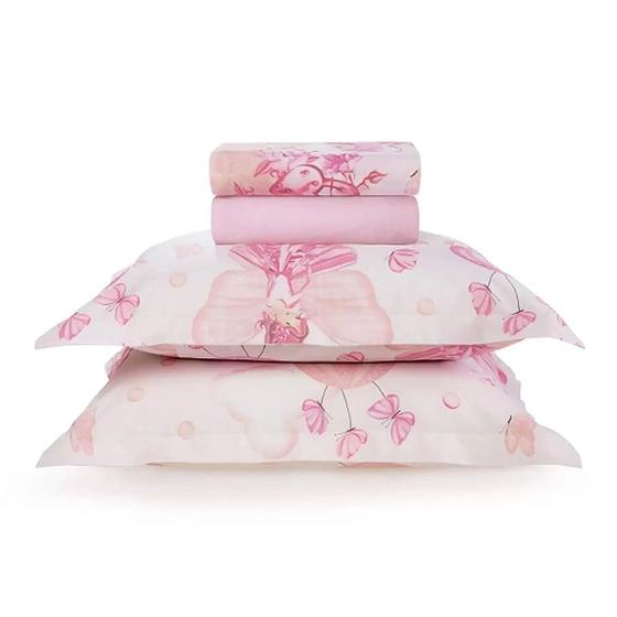Jogo de Cama Infantil Casal 180 fios para Menina - Karsten Menor preço em Jogo de Cama Infantil Casal 180 fios para Menina - Karsten