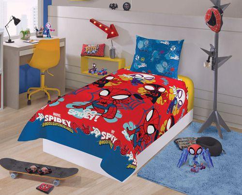 Imagem de Jogo de Cama Infantil em Microfibra Solteiro Spidey Spiderman 1,40mx2,20 m Com 2 pecas