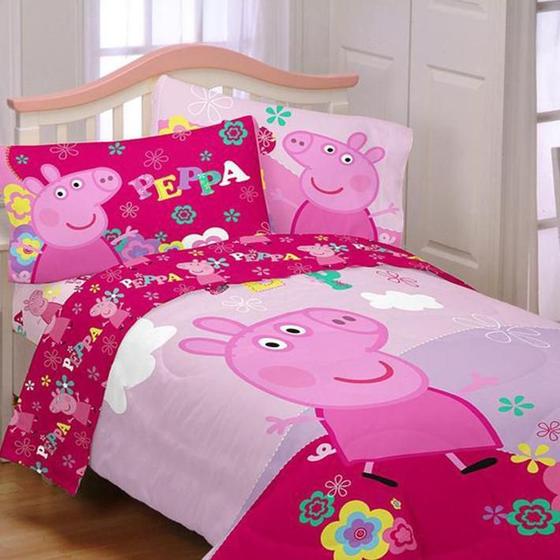 Imagem de Jogo de cama infantil peppa pig 6 pç casal comum com edredom