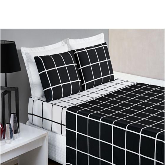 Imagem de Jogo de cama king roupa de cama casal king lençol estampado geométrico jogo de lençol kit 04 peças