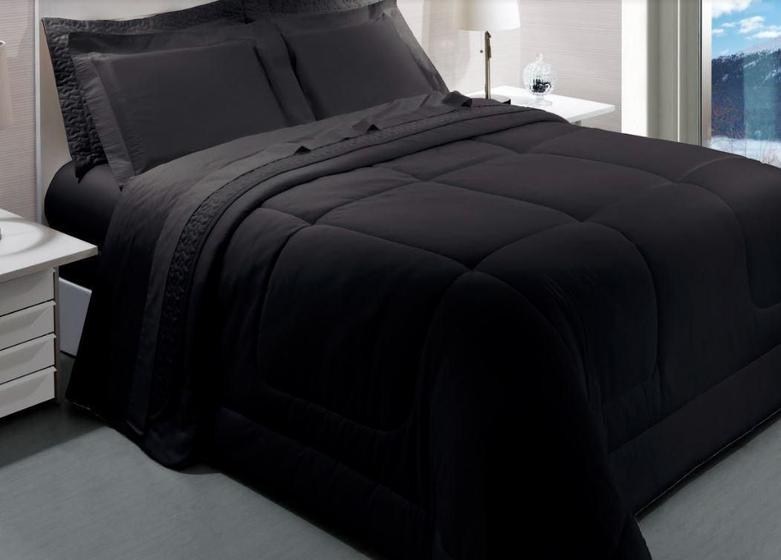 Imagem de Jogo De Cama King Satinée 300 Fios Preto Kacyumara