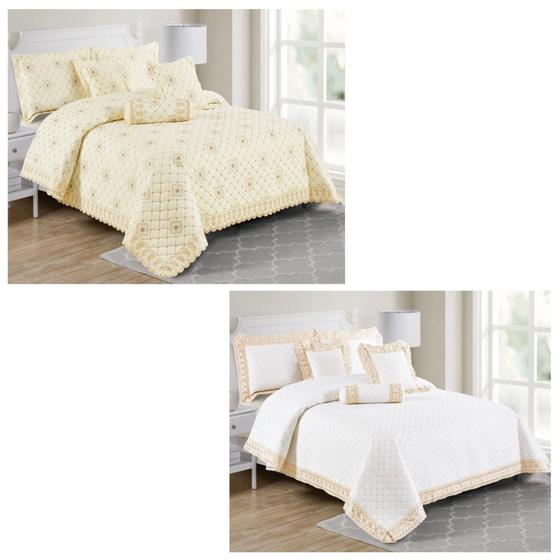 Imagem de Jogo de Cama King Size Crystal Bordada - Colcha 200 Fios