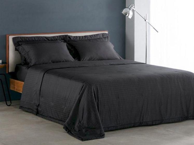 Imagem de Jogo De Cama King Size Damask Square Cinza Carvão - 300 Fios