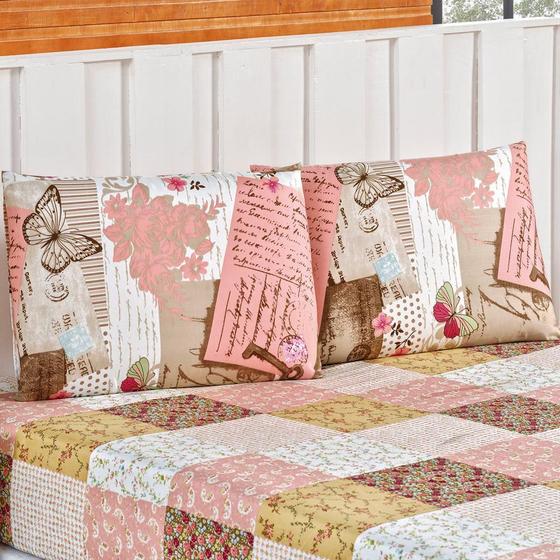 Imagem de Jogo De Cama Lençol Bouti Estampado Solteiro 02 Peças - Patchwork Rose