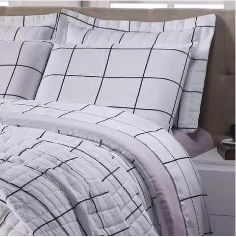 Jogo de Cama Lençol Box Queen 4 Peças Algodão Grid Preto e Branco Menor preço em Jogo de Cama Lençol Box Queen 4 Peças Algodão Grid Preto e Branco