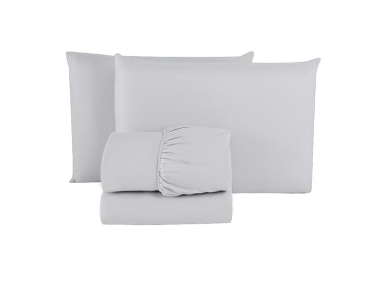 Imagem de Jogo de Cama Lençol Casal 200 Fios Algodão 3 peças Conjunto com Elástico e Fronhas