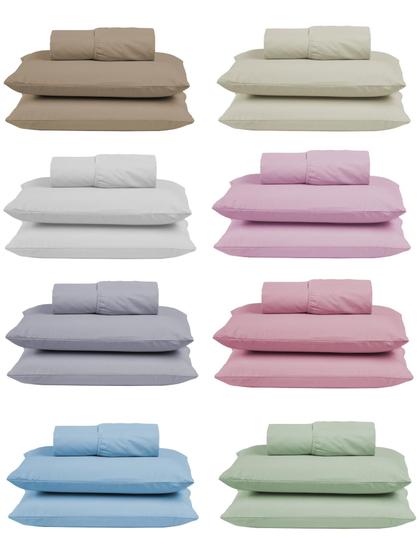 Imagem de Jogo de Cama Lençol Casal 300 Fios Algodão 3 peças Conjunto com Elástico e Fronhas