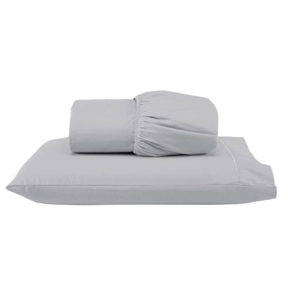 Imagem de Jogo de Cama Lençol Solteiro 2 Pçs 100% Algodão 400 Fios Ponto Palito