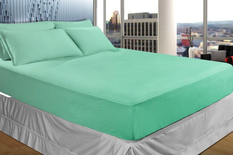 Imagem de Jogo de Cama Malha - Queen Size - 3 Peças - 100% Algodão - Verde - SBX