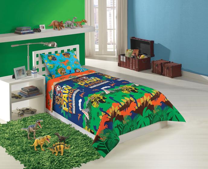 Imagem de Jogo de Cama Microfibra Solteiro Estampado Patrulha Canina Menino 1,40m x 2,20m- 2 Peças