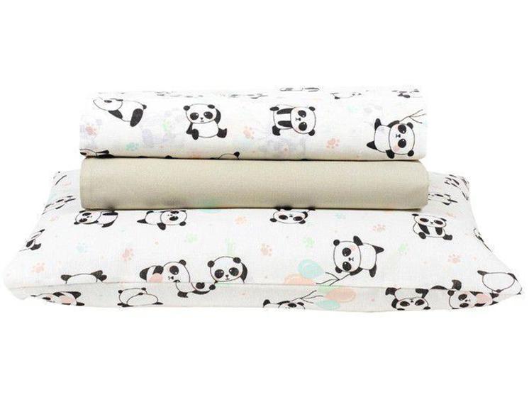 Imagem de Jogo de Cama para Berço Santista 100% Algodão - Baby Panda Rosa 3 Peças