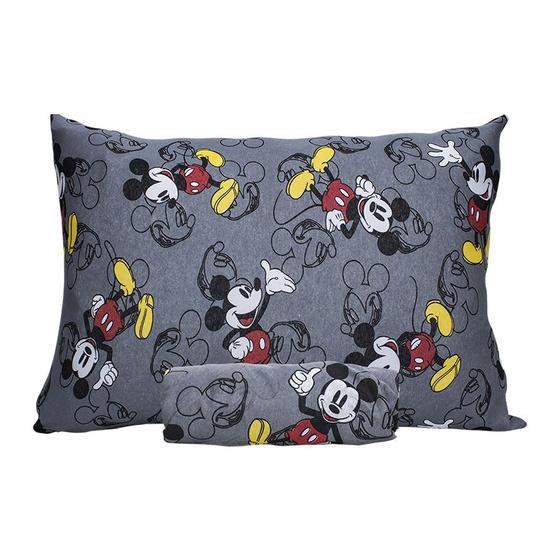 Imagem de Jogo de Cama Portallar Solteiro Malha Mista Estampado Disney Mickey Cool 2 Pçs Cinza