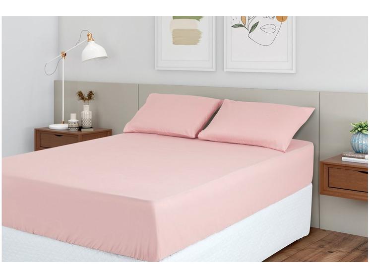 Jogo de Cama Queen 100% Poliéster Marcelino Têxtil Hypercal Rosé 3 Peças Menor preço em Jogo de Cama Queen 100% Poliéster Marcelino Têxtil Hypercal Rosé 3 Peças