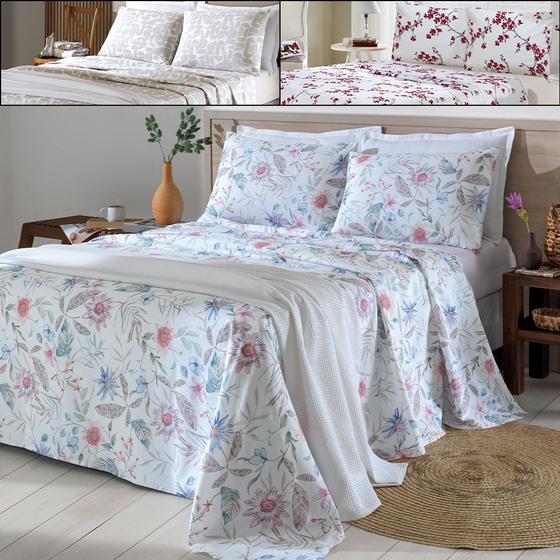 Jogo de Cama Queen 4 peças Lençol com Elástico 100% Algodão Percal 130 Fios 158x198x35cm - Dohler Menor preço em Jogo de Cama Queen 4 peças Lençol com Elástico 100% Algodão Percal 130 Fios 158x198x35cm - Dohler