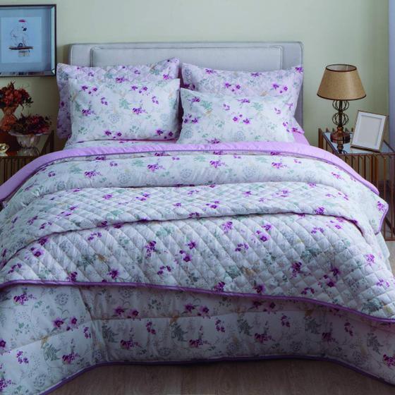 Imagem de Jogo de Cama Queen Realce Premium 140 Fios 4 peças Cloe Flor Rosa